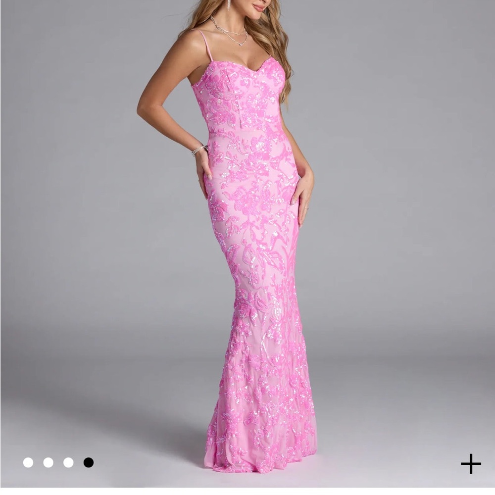 Elegant Windsor Pink sequin prom dress
